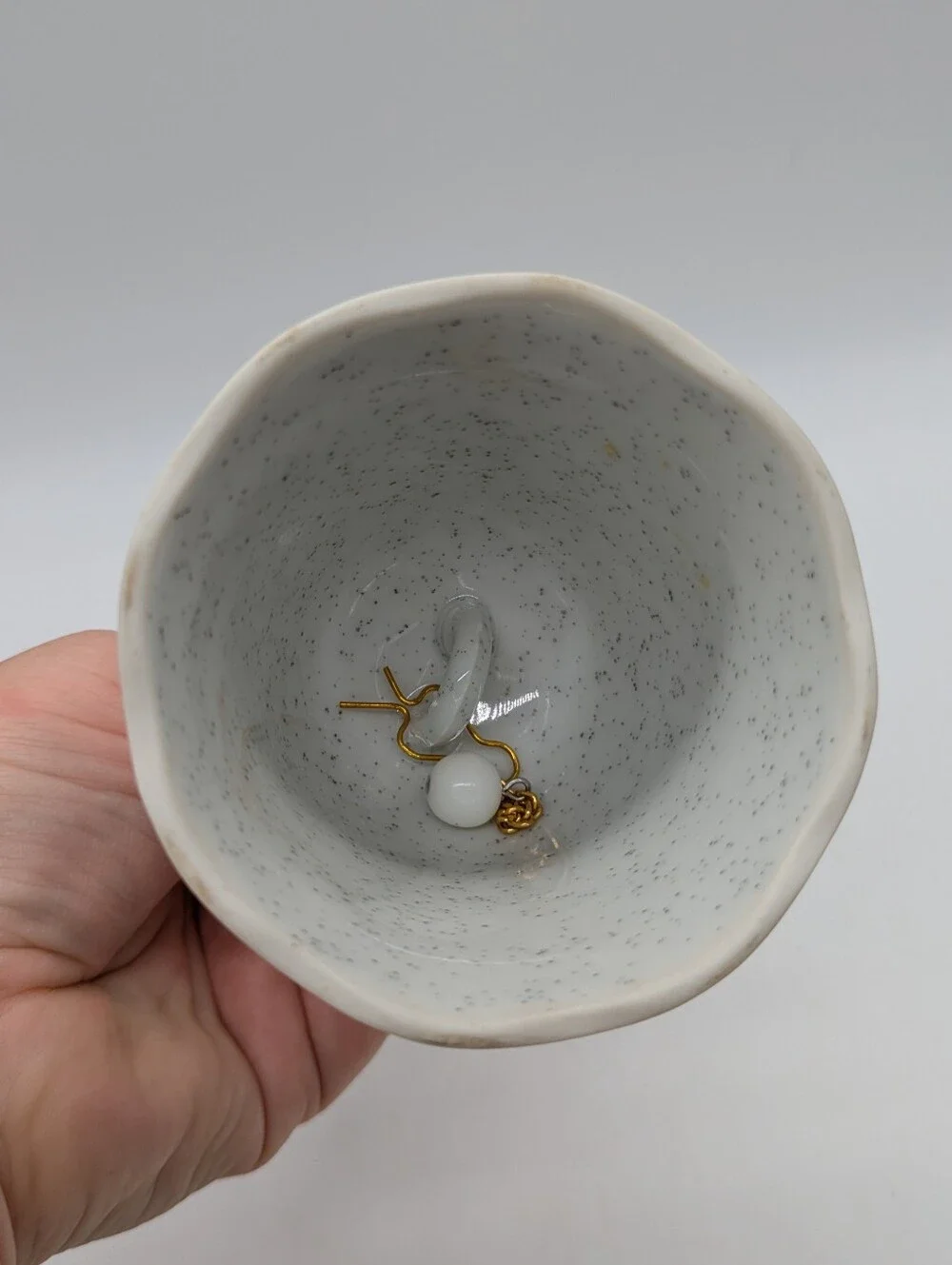South Carolina Speckled Grey Pink Floral Peach Outline Ceramic Souvenir Bell